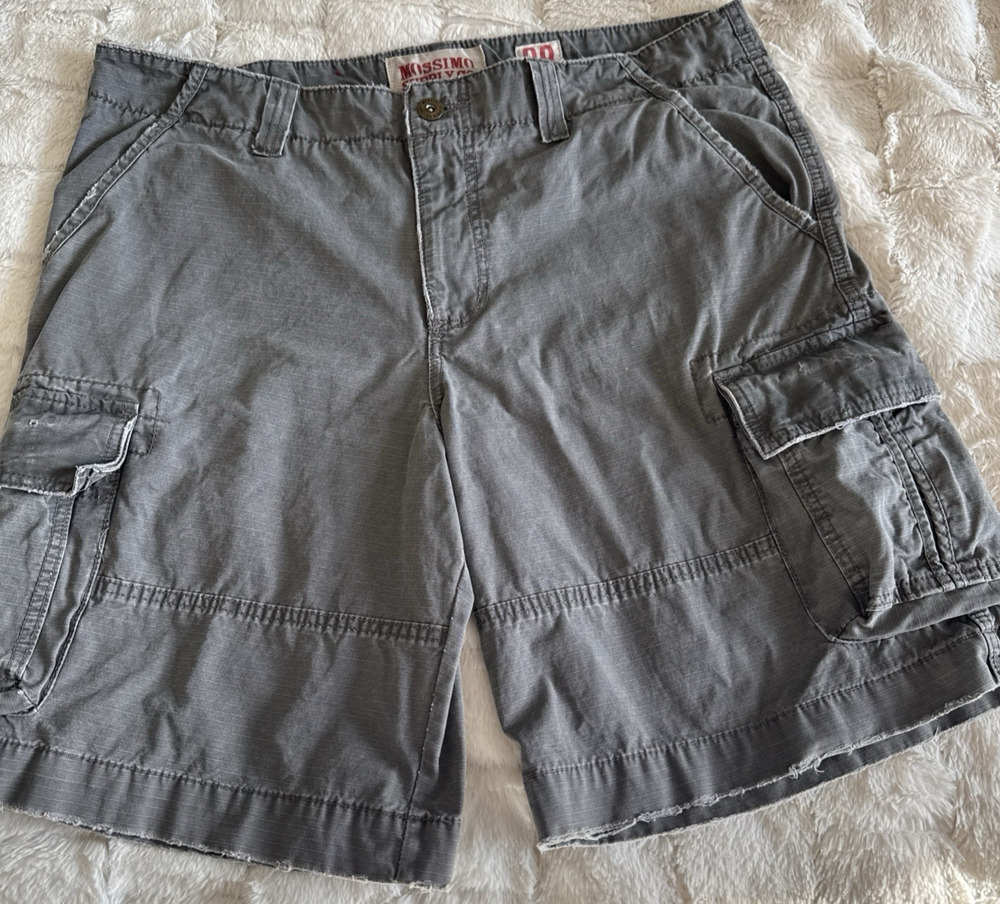 Mossimo Mens 38 Faded Gray Skater Cargo Shorts Vintage Y2K ERA Grunge